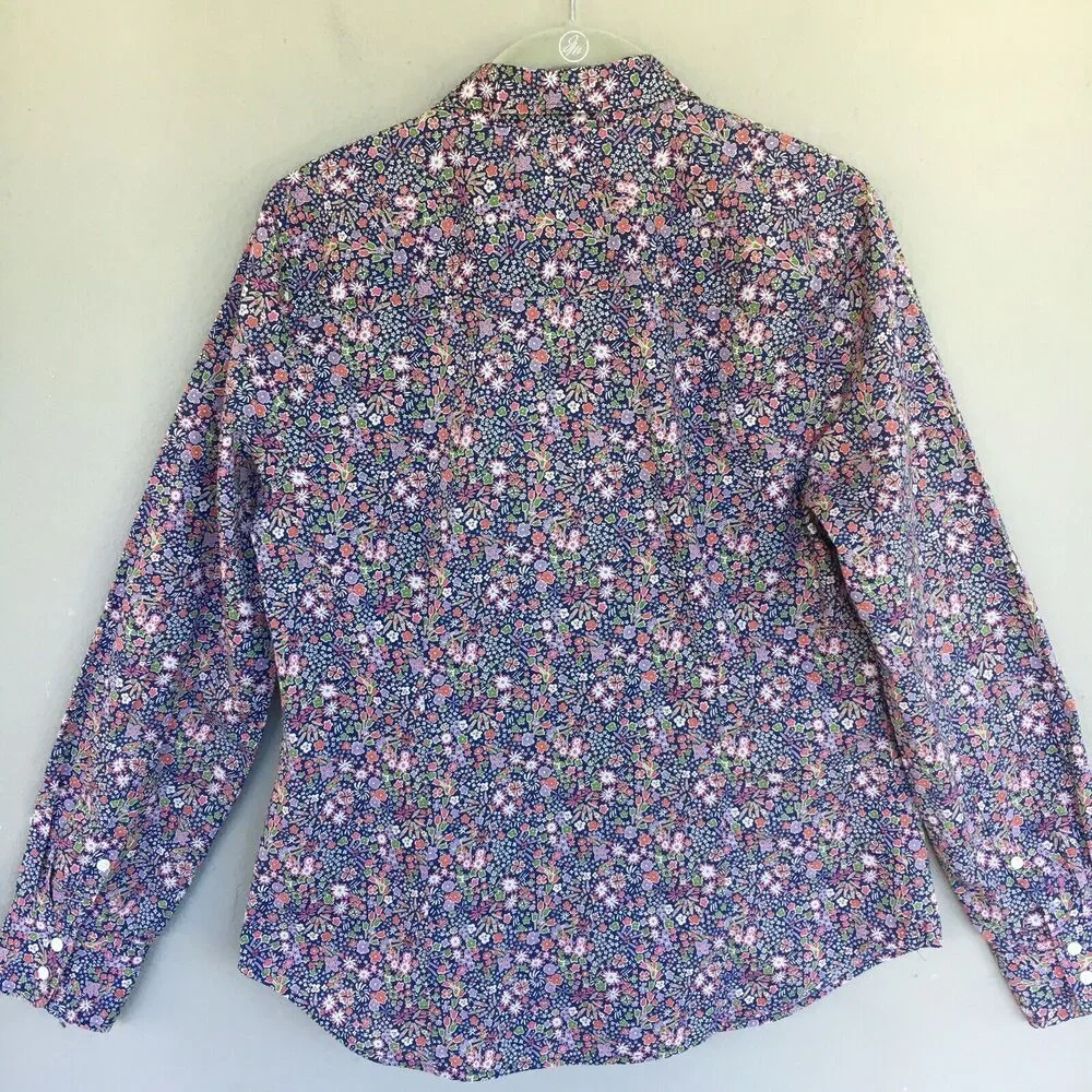 J Crew Liberty Art Fabrics Floral Perfect Shirt Women 8 Multicolor Cottage - Picture 9 of 13